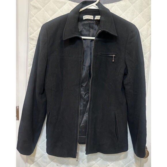 Ann Taylor Jackets & Blazers - Wool Cashmere Jacket Short Black Zip Pockets Size 4 Coat Ann Taylor Women's